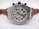 Cheap Audemars Piguet Replica Watches - Royal Oak SS White Chronograph Brown Leather Band